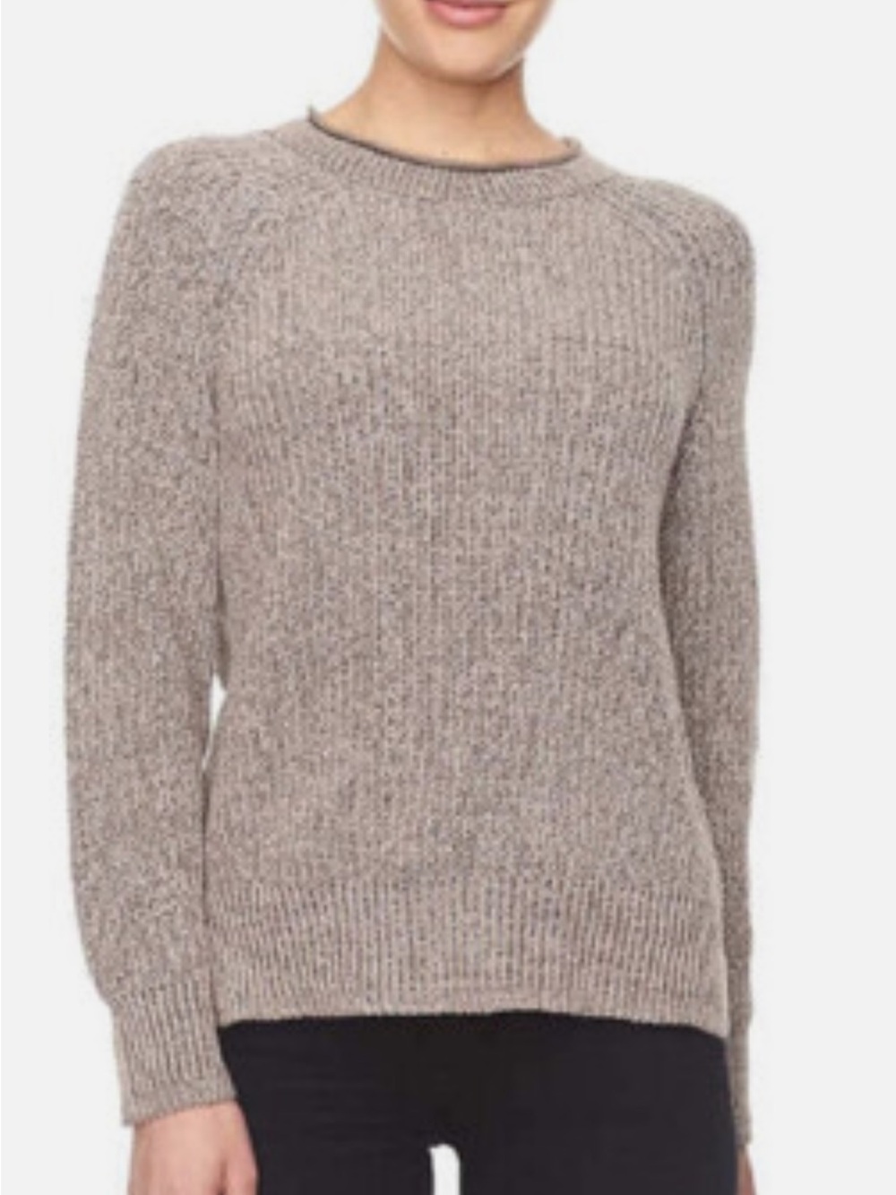 Ellen Tracy roll neck oatmeal marl brown sweater